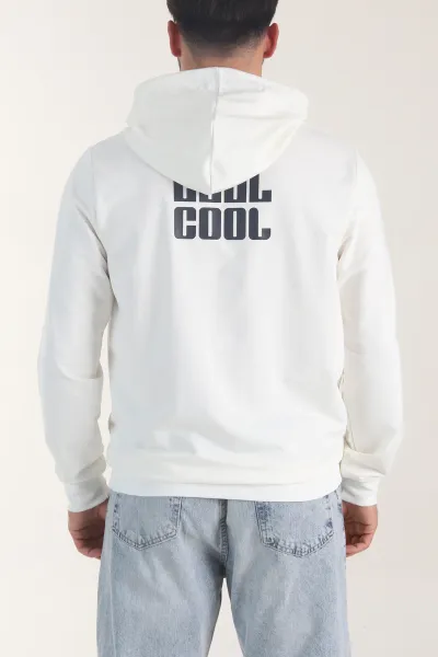 Ekru Kompak Kumaş Baskılı Cepli Erkek Sweatshirt 405618