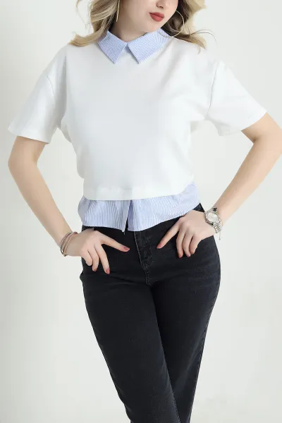 Ekru Modal Garnili Kadın Bluz 456457