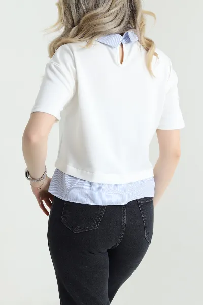 Ekru Modal Garnili Kadın Bluz 456457