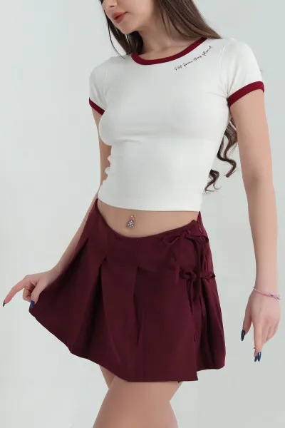 Ekru Nakışlı Likralı Viskon Kadın Bluz 347833