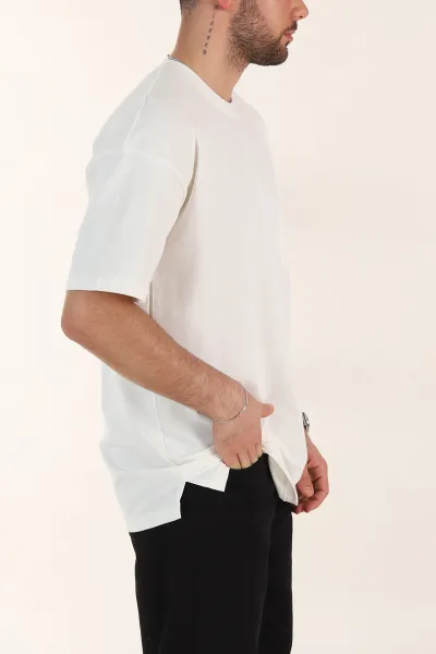 Ekru Oversize Cep Detaylı Erkek Tişört 358094