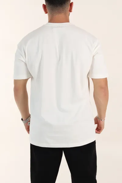 Ekru Oversize Kabartma Detaylı Erkek Tişört 358278