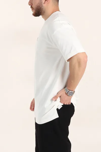 Ekru Oversize Kabartma Yazı Detaylı Erkek Tişört 358097