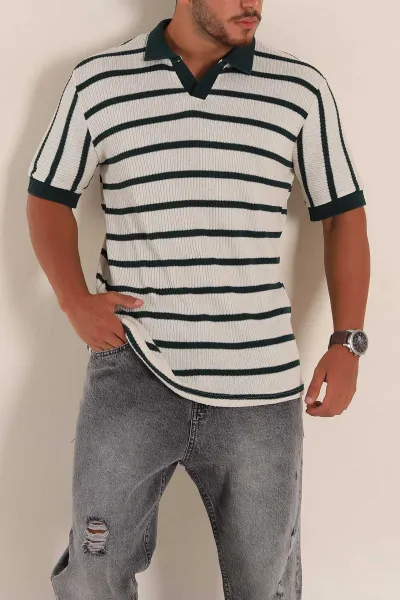 ekru-petrol-cizgili-regular-fit-polo-yaka-erkek-triko-tisort-262596