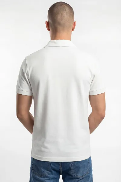 Ekru Polo Yaka Yarım Fermuarlı Erkek Tişört 435363