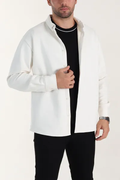 Ekru Regular Fit Süet Ata Yaka Erkek Gömlek 400042