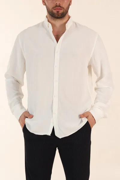 ekru-relaxed-fit-pamuk-ata-yaka-erkek-gomlek-363818