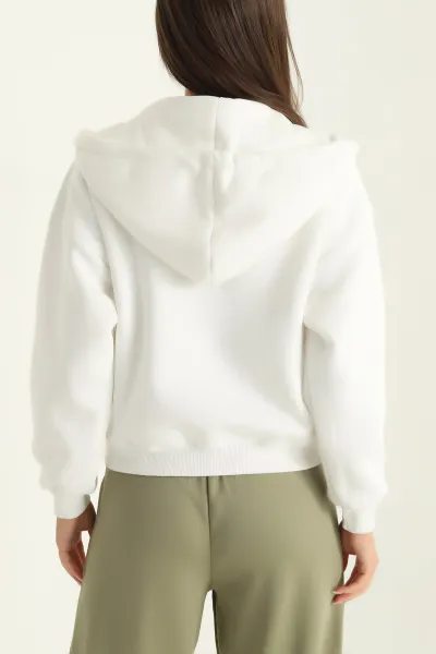 Ekru Şardonlu Üç İp Bayan Sweat 292551