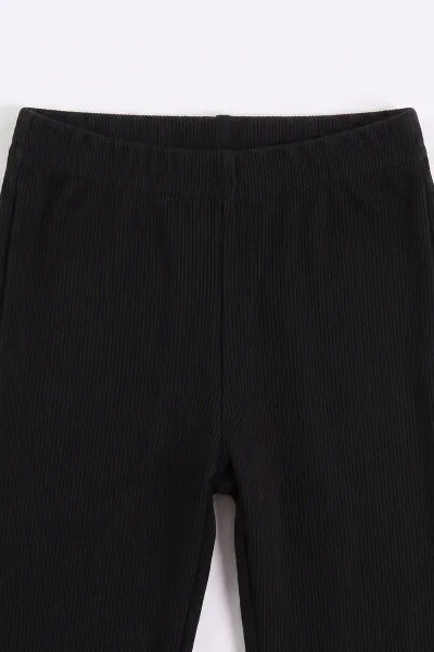 Ekru Siyah  (3-10 Yaş)Koldan Fiyonklu Fitilli Taytlı İki İp Kız Çocuk Takım 473579