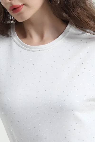 Ekru Taşlı Tasarım Kristal Kadın İkili Takım 450491