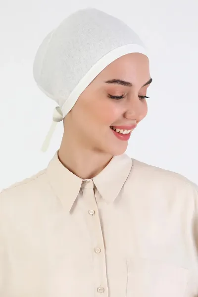 Ekru Tesettür Düz Dikişli Penye Bone 454213