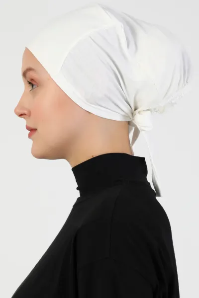 Ekru Tesettür Düz İpeksi Dikişsiz Bone 460131