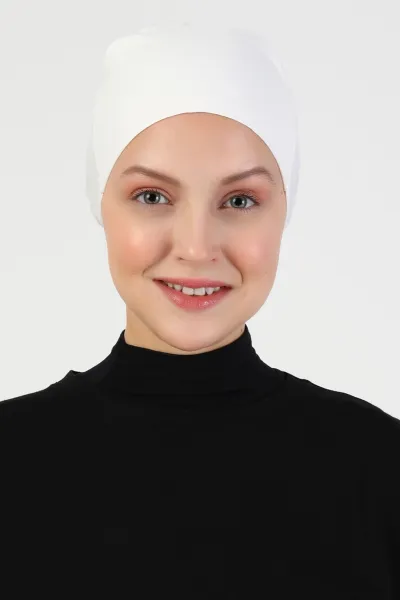 Ekru Tesettür Düz İpeksi Dikişsiz Bone 460131