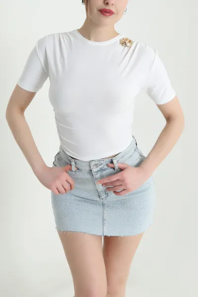 Ekru Tokalı Sandy Kadın Bluz 448641