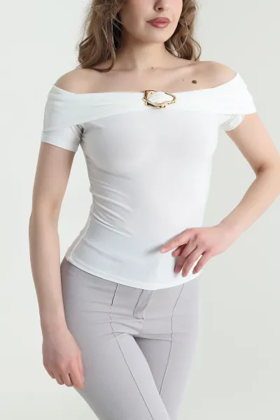 Ekru Tokalı Sandy Kadın Bluz 452070