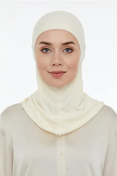 Ekru Türban Tesettür Düz Hijab Bone 460153