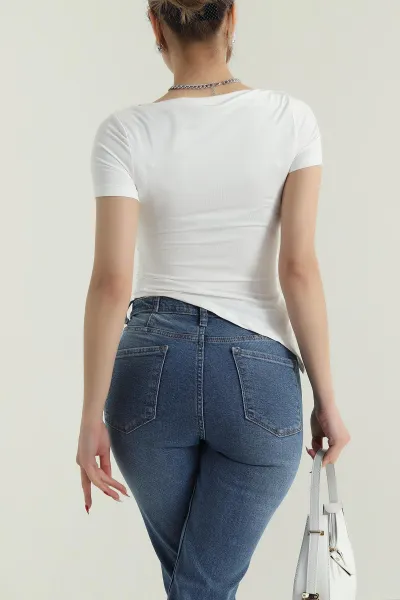 Ekru Yanı Büzgülü Yırtmaçlı Oysho Kadın Bluz 427833