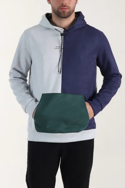 ekru-zumrut-yesili-kapusonlu-yazi-detayli-cepli-erkek-sweatshirt-413631