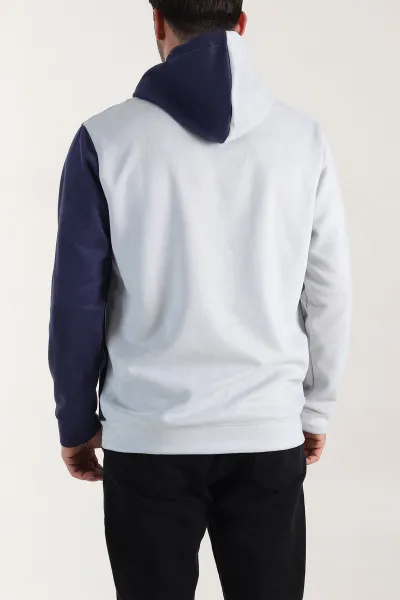 Ekru Zümrüt Yeşili Kapüşonlu Yazı Detaylı Cepli Erkek Sweatshirt 413631