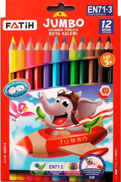 Fatih 12 Renk Jumbo Kuru Boya Kalemi 392648