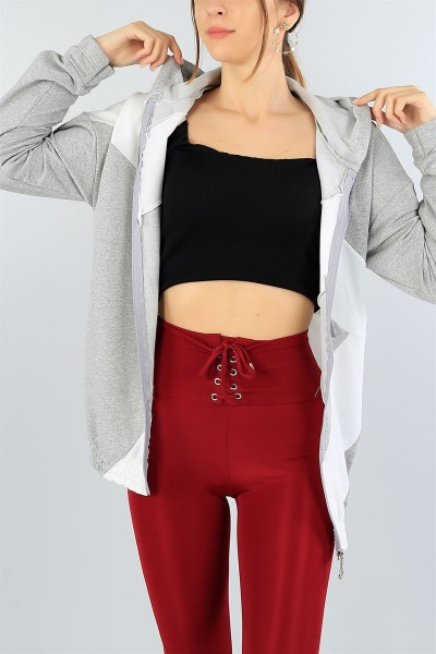 Fermuarlı Beli Lastikli Bayan Sweat 43180