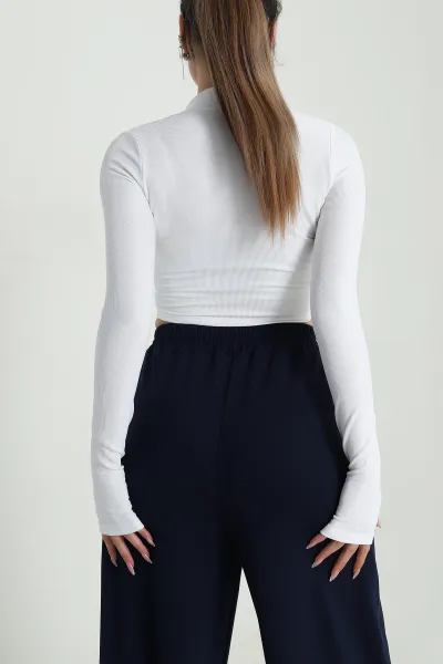 Fermuarlı Likralı Ottoman Kumaş Crop 489921