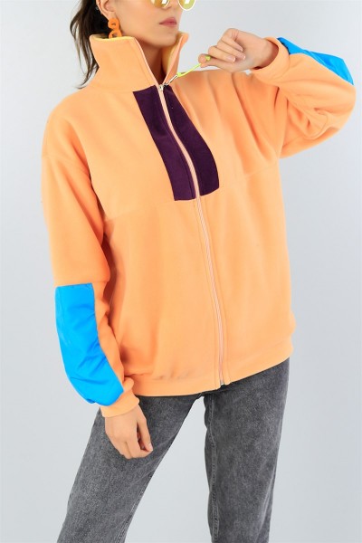 Fermuarlı Pudra Bayan Polar Sweat 45655