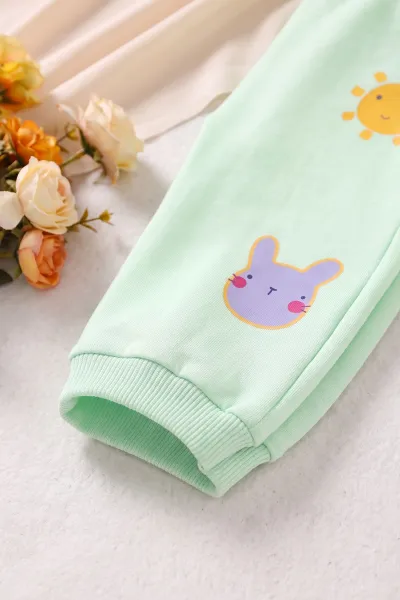 Fıstık Yeşili (6-18 Ay) Güneş Basklı Kız Bebek 2'li Takım 479153