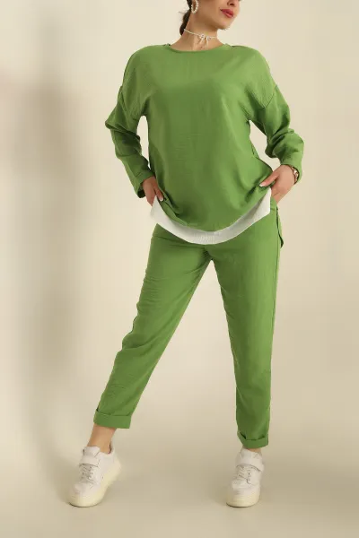 Fıstık Yeşili Aerobin Tunik Pantolon İkili Takım 260825