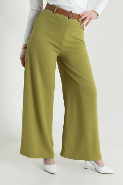 Fıstık Yeşili Fermuarlı Tencel Crep Kadın Pantolon 440760