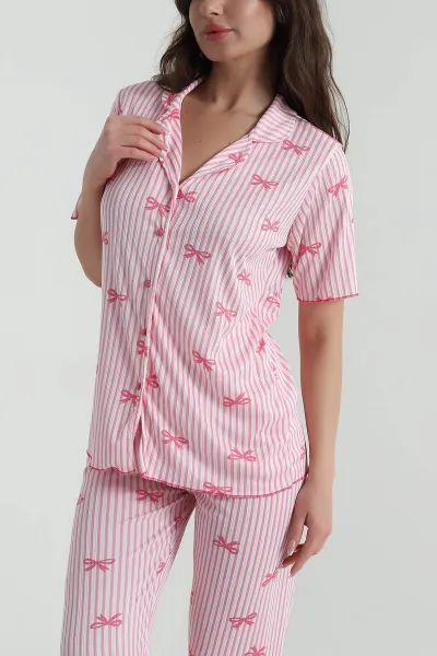 Fitilli Düğmeli Kadın Pijama Takımı 458840