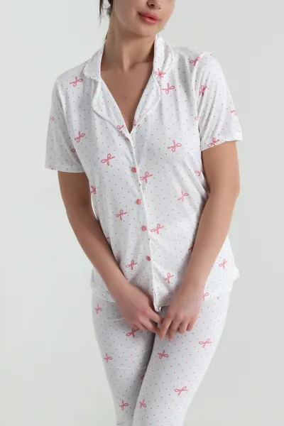 Fitilli Düğmeli Kadın Pijama Takımı 458845