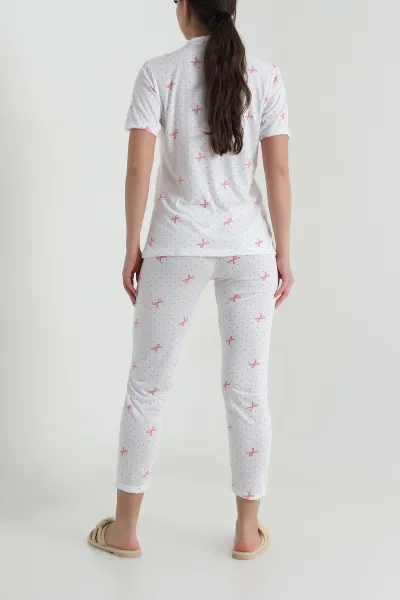 Fitilli Düğmeli Kadın Pijama Takımı 458845