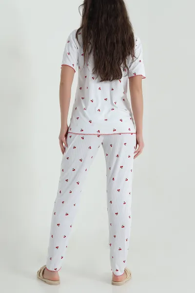 Fitilli Düğmeli Kadın Pijama Takımı 458846