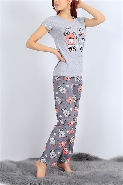 Friends Baskılı Gri Beyaz Pijama Takımı 25978B