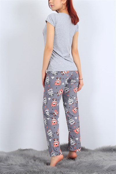 Friends Baskılı Gri Beyaz Pijama Takımı 25978B