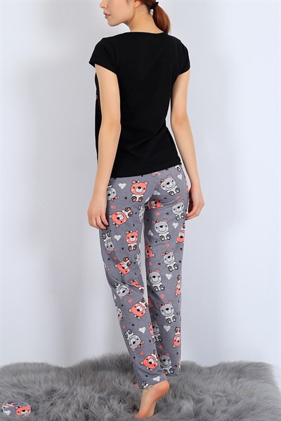 Friends Baskılı Siyah Bayan Pijama Takımı 25979B