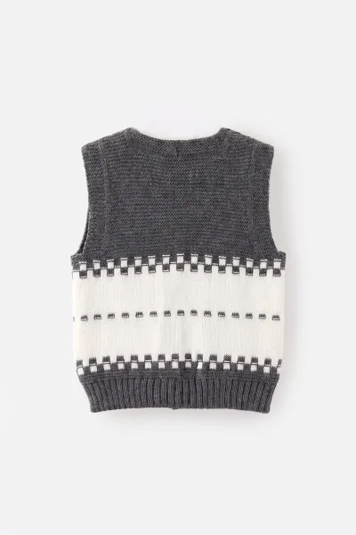 Füme (0-5 Yaş) Araba Motifli Triko Erkek Çocuk&Bebek Yelek 474868