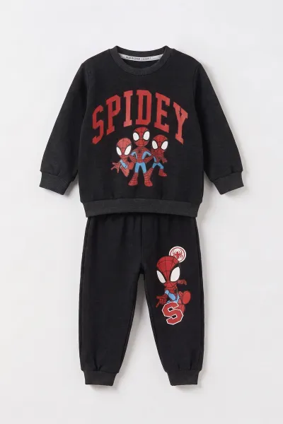 Füme (1-5 Yaş) Spidey Baskılı 2 İp İçi Şardonlu  Erkek Çocuk 2'li Takım 497091