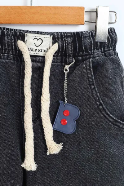 Füme (11-15 Yaş)Boyfriend Beli Lastikli Kız Çocuk Kot Pantolon 329748