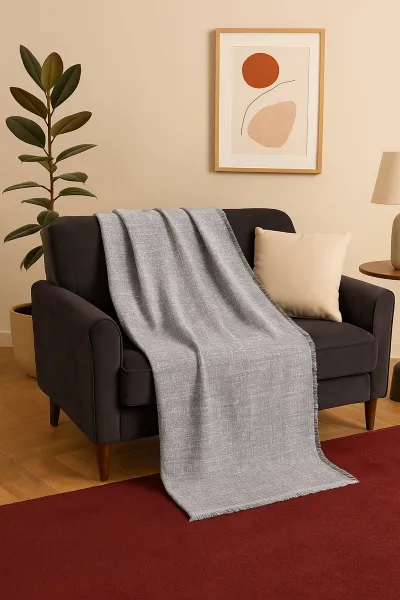 Lacivert 180x220 Cm Kaymaz Çok Amaçlı Pamuklu Lüx Çekyat Örtüsü & Koltuk Örtüsü & Koltuk Şalı 385697
