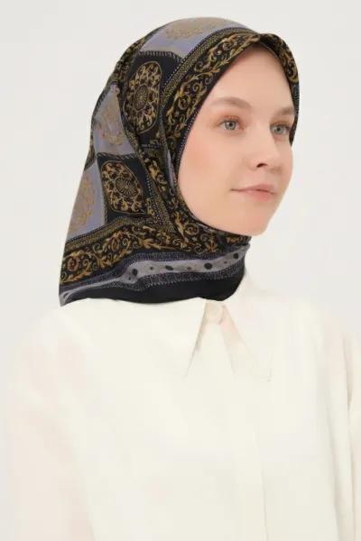 Füme 180X70 cm Dijital Baskı Lenora Desenli Pamuk Şal 331625