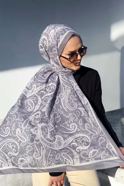 Füme 180X70 cm Dijital Baskı Shıne Desenli Pamuk Şal 333506