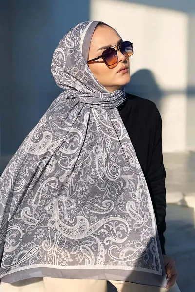 Füme 180X70 cm Dijital Baskı Shıne Desenli Pamuk Şal 333506