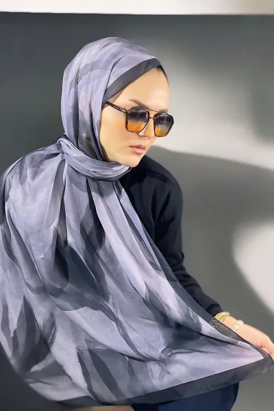 Füme 180X70 cm Dijital Baskı Watercolor Desenli Pamuk Şal 335055