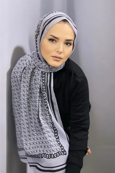 Füme 180X70 cm Dijital Baskı Zincir Desenli Pamuk Şal 332918
