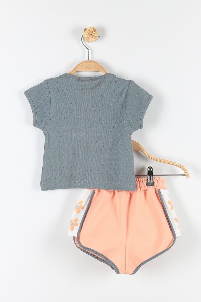 Füme (2-6 Yaş) Yes You Can Baskılı Şortlu Kız Çocuk Takım 171443
