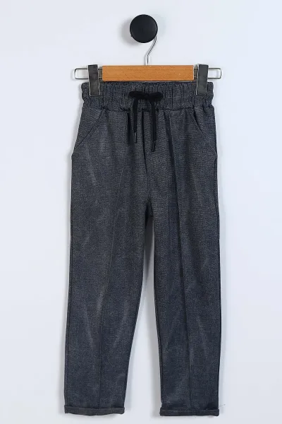 Füme (4-11 Yaş)Kot Cep Detaylı Bel Lastikli Jogger Pantolonlu Erkek Çocuk Takım 339696