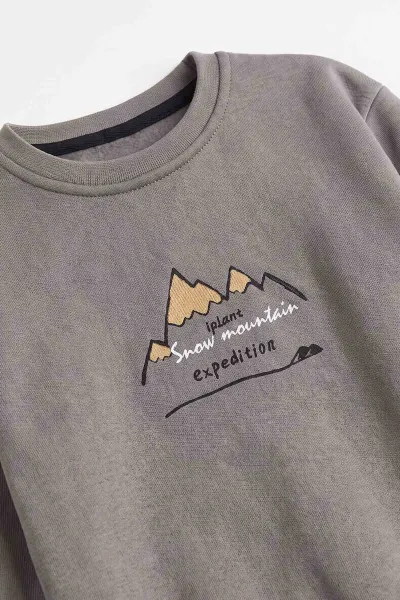 Füme (4-12 Yaş) 3 İplik Şardonlu Erkek Çocuk Sweatshirt 495872