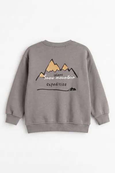 Füme (4-12 Yaş) 3 İplik Şardonlu Erkek Çocuk Sweatshirt 495872
